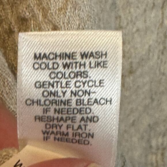 J. Jill Top Women's Pure Jill Beige Crinkle Linen Lagenlook Button Up Size Large - Picture 6 of 8